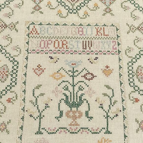 Vintage 1960s Handmade Cross-Stitch Needlework ABC Friendship Sampler Dated 1966 - Picture 10 of 11